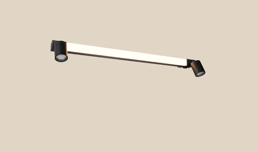 Wandlamp - zwart - 90x18x6cm - LED + GU10 - 1x9W + 2x max. 5W - 2300/3000/4000K - IP44