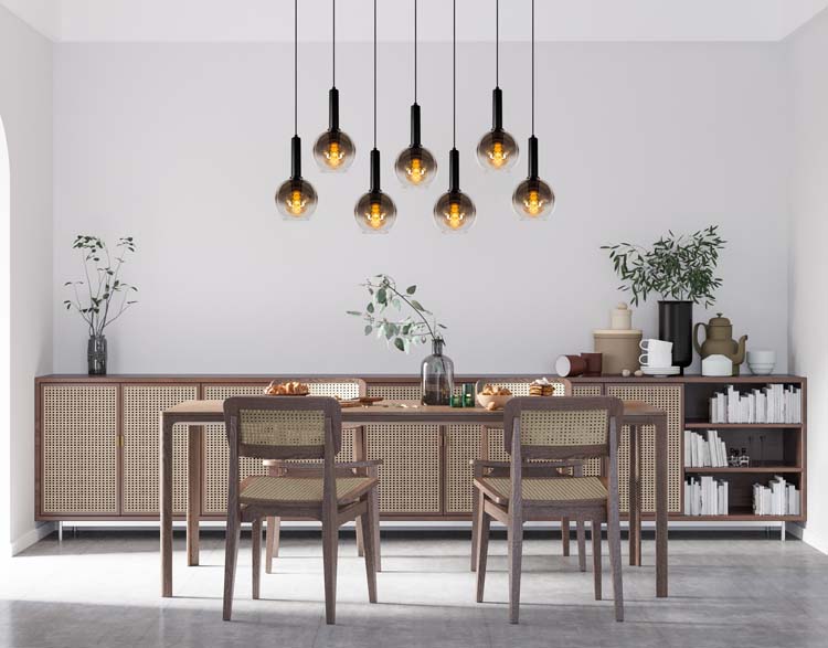 Hanglamp - zwart - 130x30x150cm - dimbaar - 7xE27 - 40W