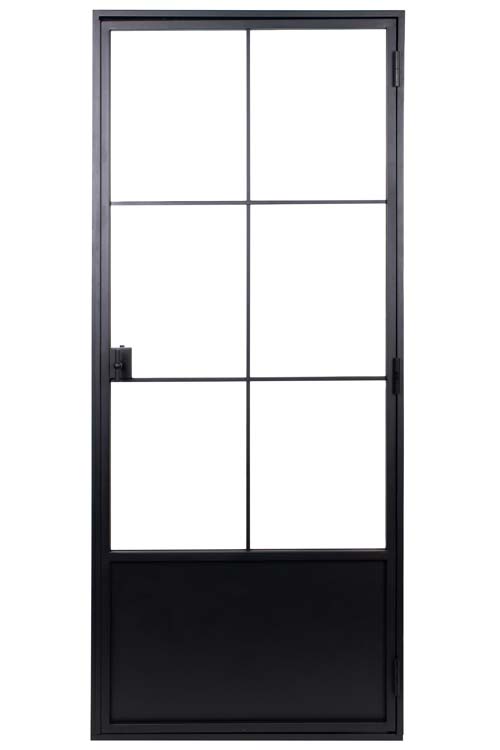 Porte intérieure simple en acier Black Glamour noir 6V poussant à gauche sur mesure