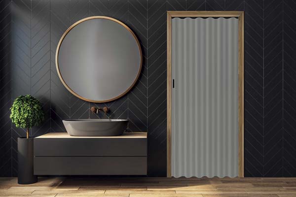 Vouwdeur grijs kunstleder op maat