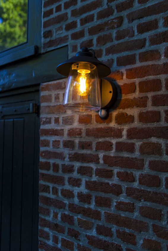 Applique murale extérieur - noir rouille - 22x17,6x22,4cm - dimmable - E27 - 1x40W - IP44 - détecteur de mouvement