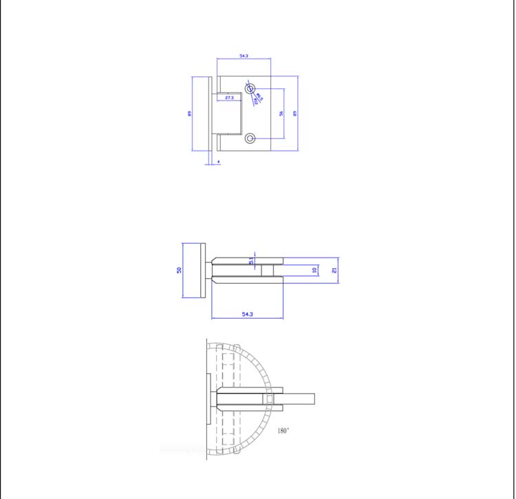 Glazen deur enkel 8mm night verzoet glas+scharnieren inox-maatwerk