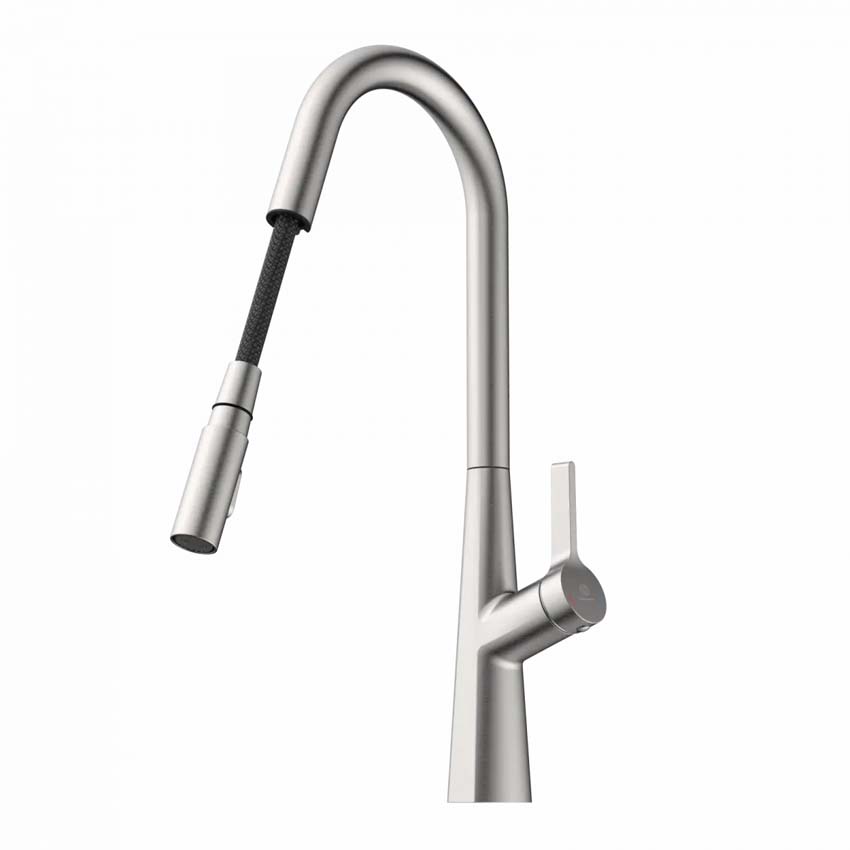 Robinet de cuisine Wasserwerk WK 9 Curve aspect inox avec bec extractible