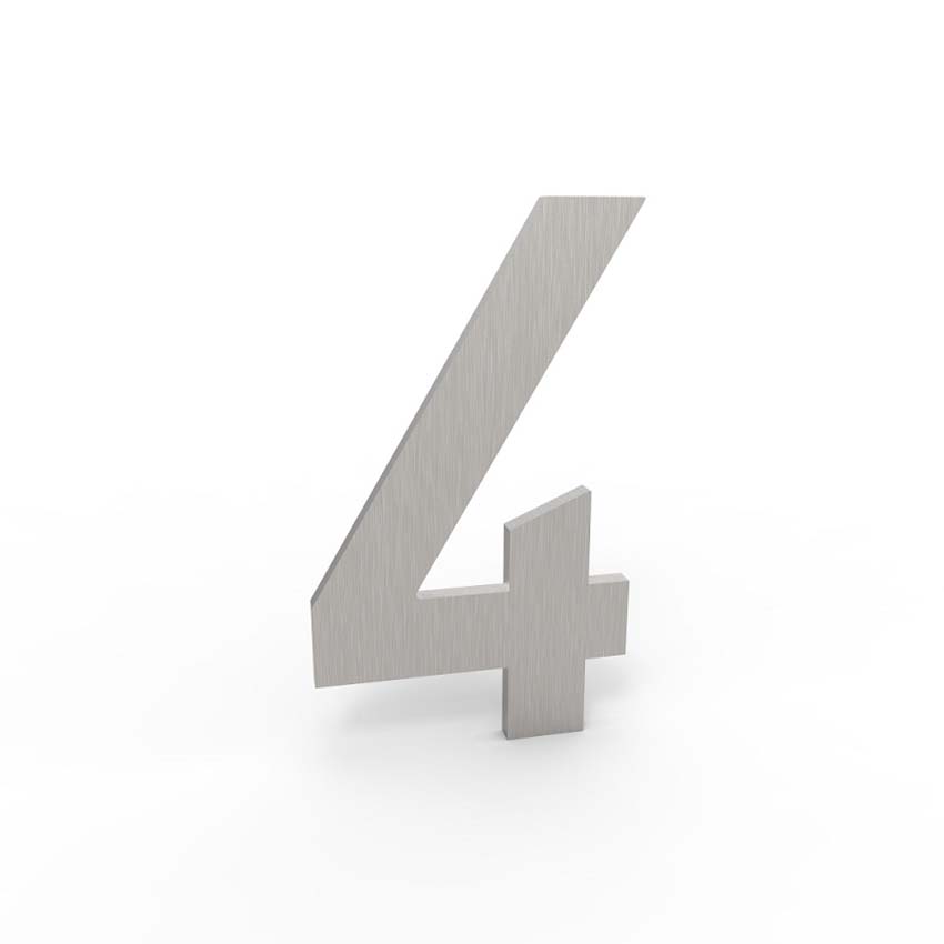 Numéro de maison 4 eSafe en aluminium inox 5cm / épaisseur 1,5mm