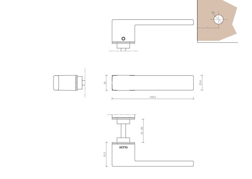 Deurkruk Xinnix 003 aluminium geanodiseerd wit complete set excl. rosas