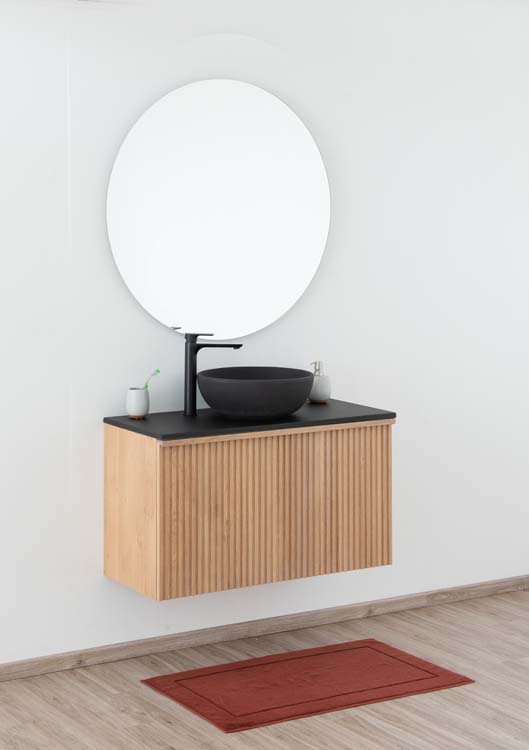Badkamermeubel Fiori natural eik 1000mm topblad beton zwart