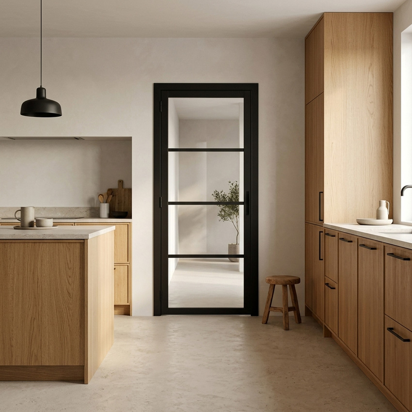 Complete deur 83cm steel look feeling 4R helder glas 201.5cm