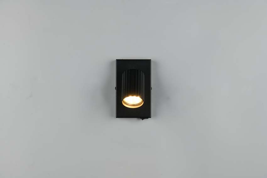 Applique murale - Noir - 9x15x14cm - Dimmable - GU10 - 1x10W