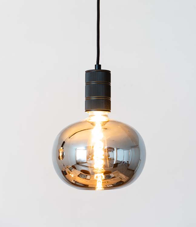 Rail lumineux design Béa noir set 1,2m 3 lustres Pomme Smoke E27 3x4W