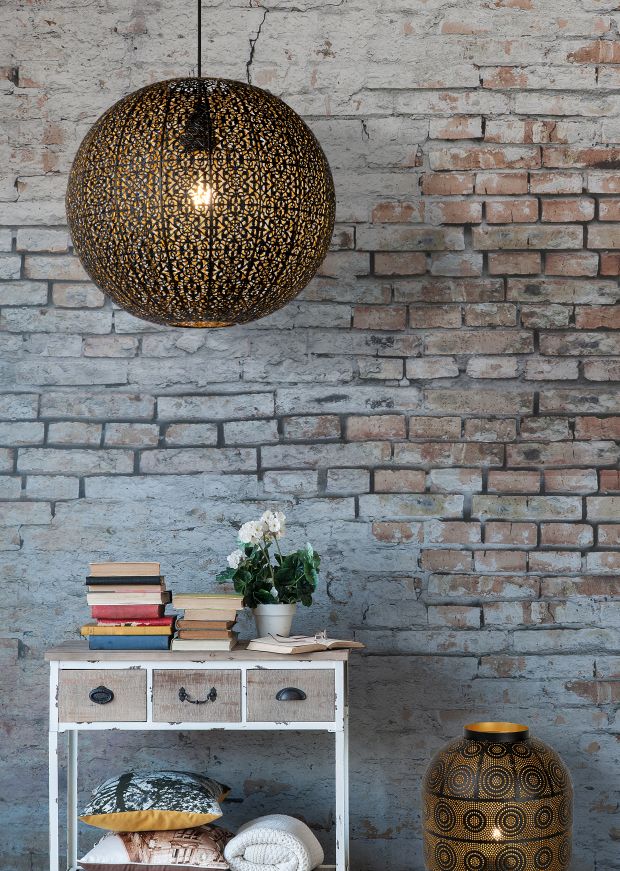 TAHAR Lampe de Table E27 Ø25cm H31cm Noir