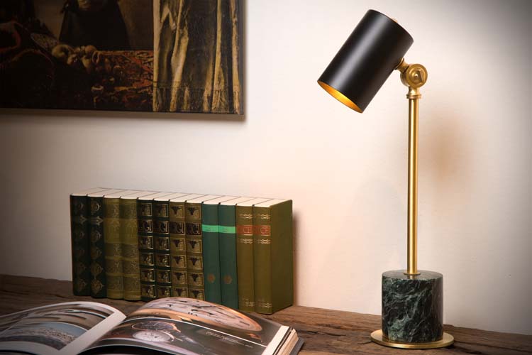 Lampe de bureau - noir/or - 18x12x48cm - E14 - 40W