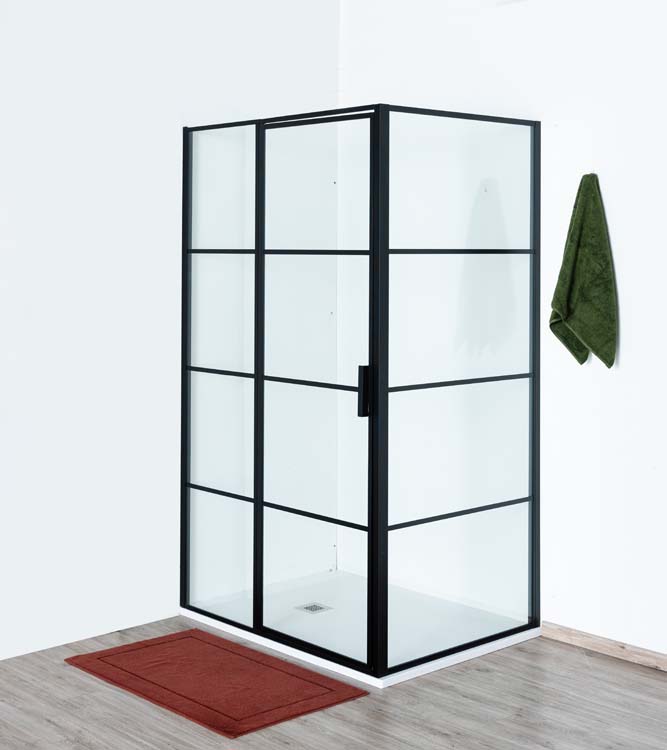 Douchedraaideur met vast deel Ulysses zwart 120x200cm