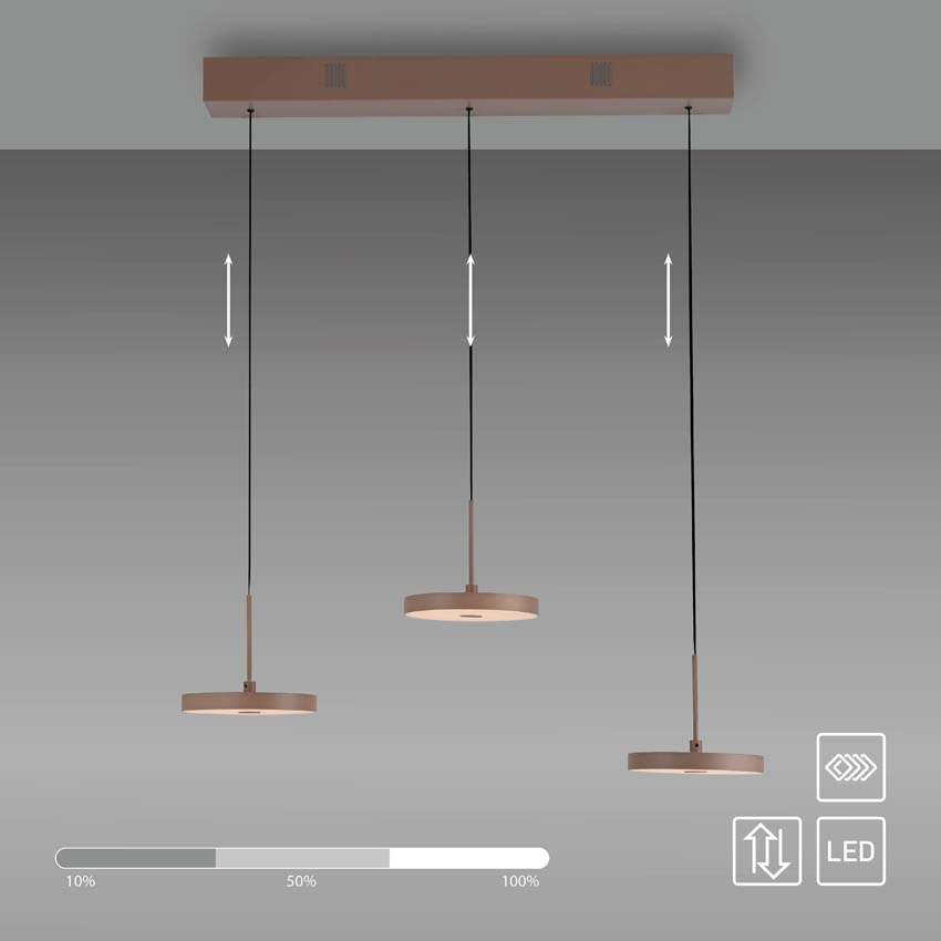 Luminaire suspendu Jojo - Sable - 65cm - dimmable - 3x6,8W - 3000K Luminaire suspendu Jojo - Sable - 65cm - dimmable - 3x6,8W - 3000K