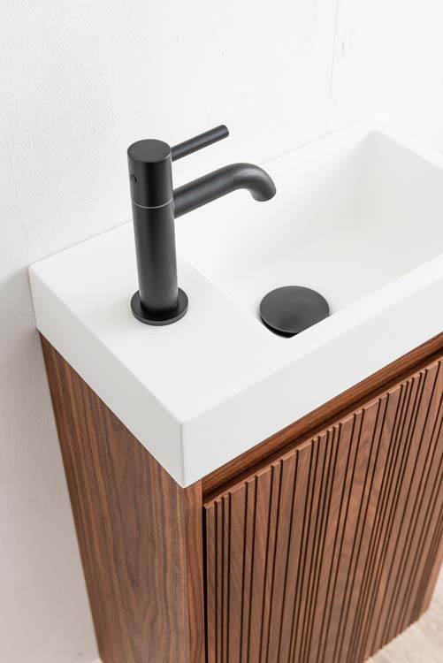 Toiletmeubel Warren walnoot lavabo glans wit 400 mm