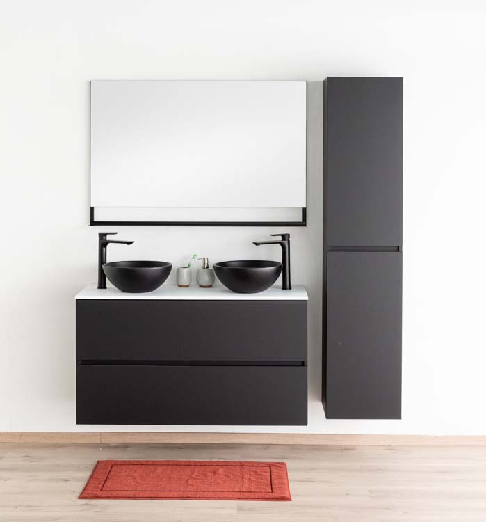 Wastafelkraan Hunter mat zwart verhoogd + click clack