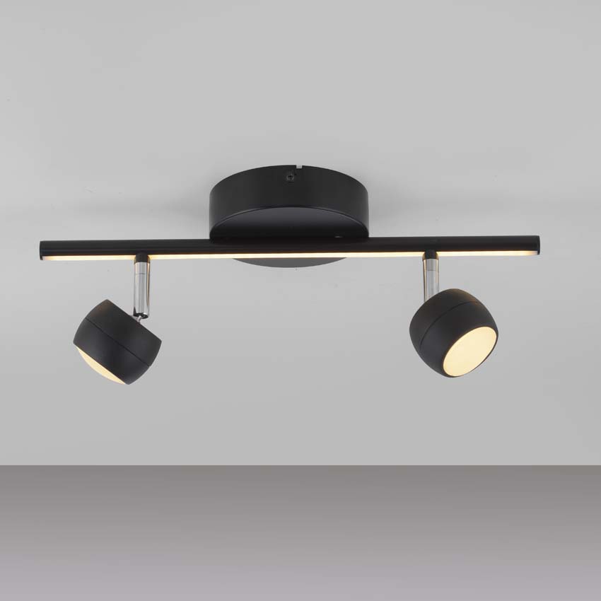 Spot plafond - noir - 13x40,3cm - dimmable - 2x5,3W - 3000K