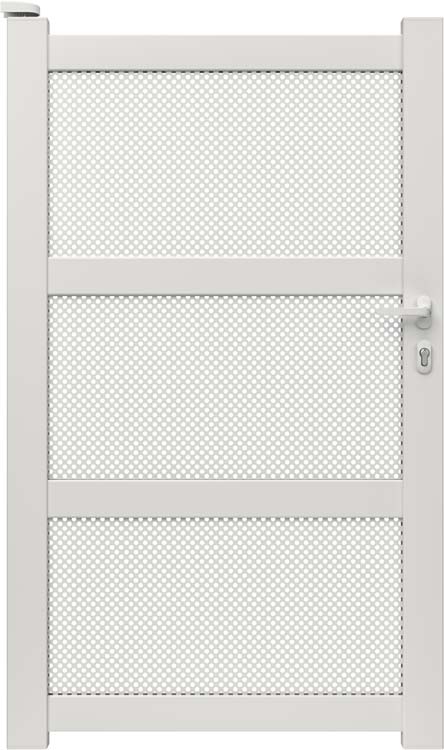 Portail simple Montera aluminium blanc sur mesure ouverture à gauche