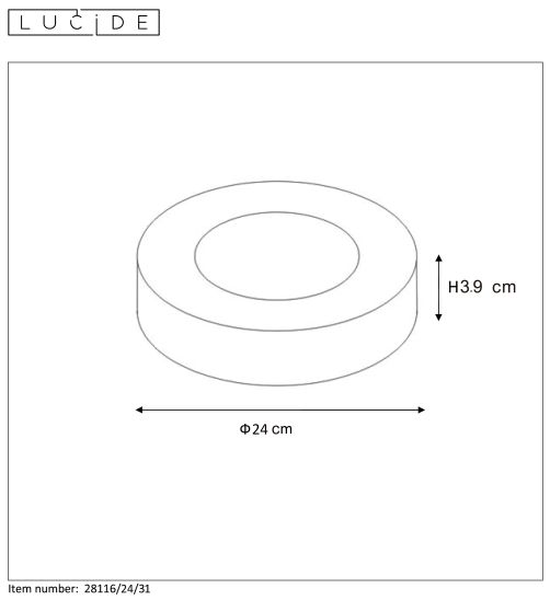 Plafondlamp - wit - rond - dimbaar - Ø23,5cm - LED - 15W - IP44