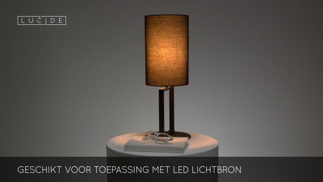 Lucide HERMAN - Tafellamp - Ø 20 cm - 1xE27 - Zwart