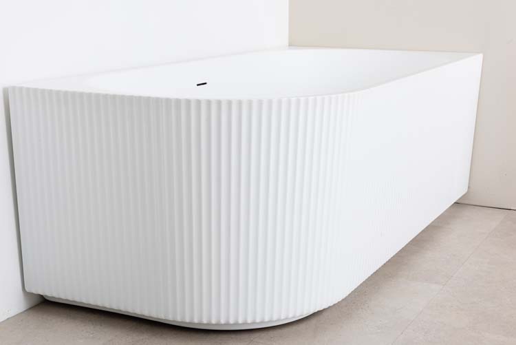 Baignoire d'angle Chris mat blanc nervurée droite 170x80cm