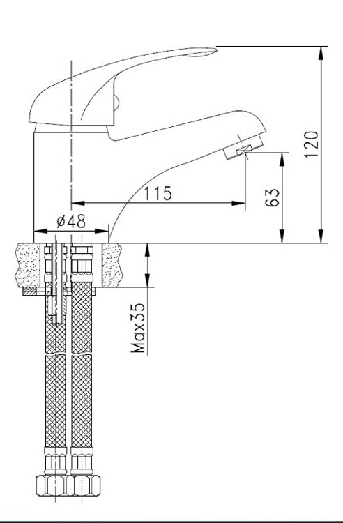 Wastafelkraan Marthe lage druk chroom