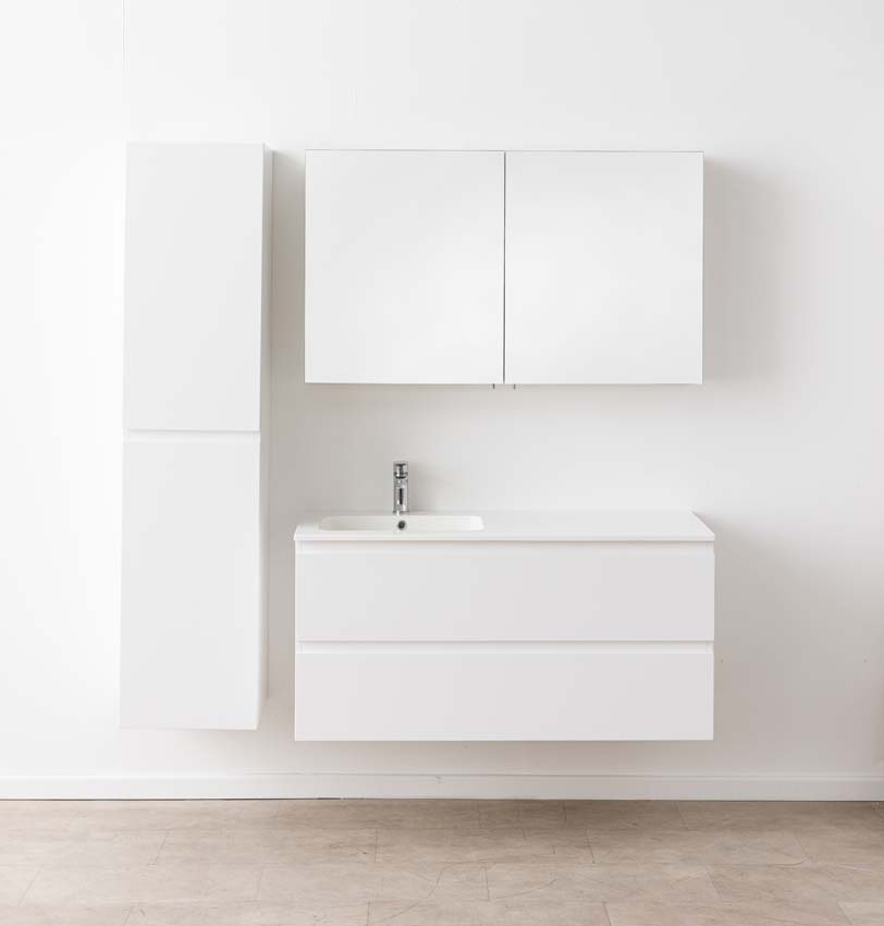 Badkamermeubel Tibo wit met enkele wastafel glanzend wit 120cm