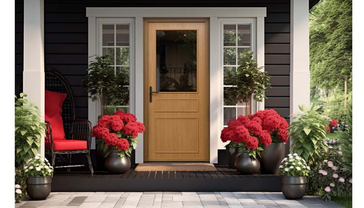 Porte extérieure meranti Taag demi-vitrée nature G SUR MESURE