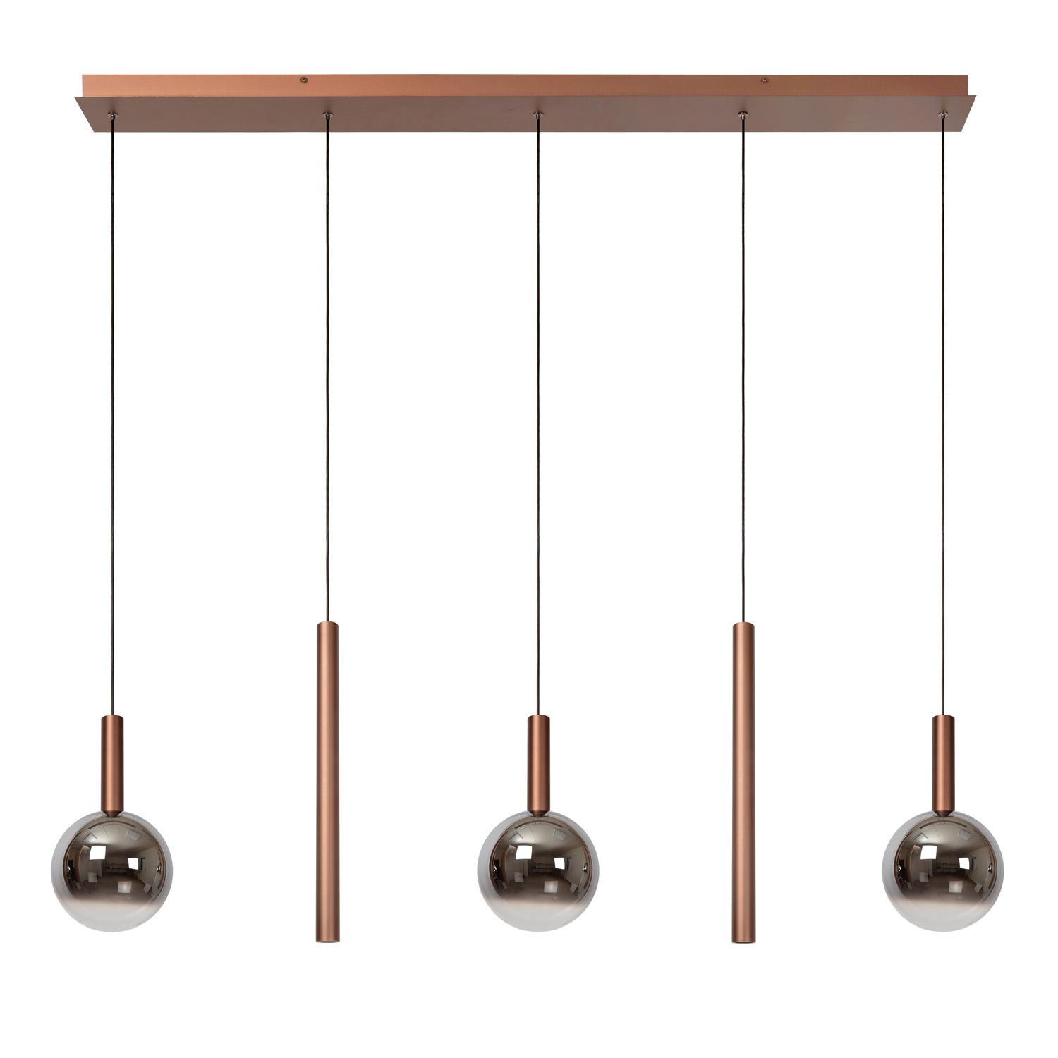 Lucide Premium Jasmine - Hanglamp - LED Dimb. - CCT - 5X4W 2200K/3300K - Koper