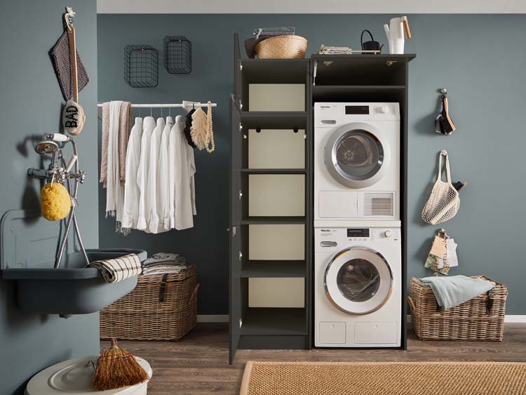 Wasmachine kast Decowash set 2 antraciet 117,5x67,5x200cm