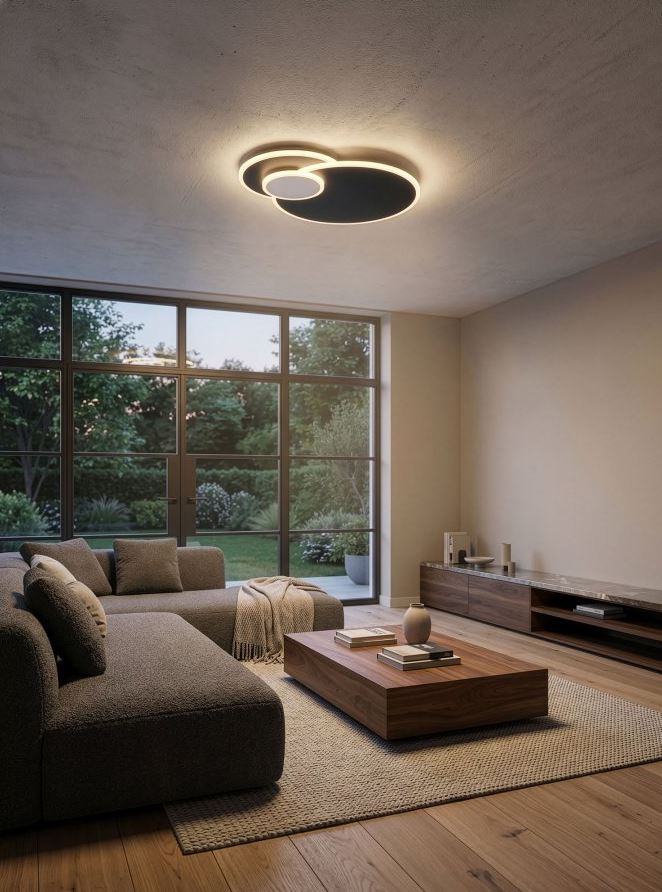 Plafondlamp - antraciet - 48x38cm - dimbaar - LED - 27W - 2700-6500K - afstandsbediening