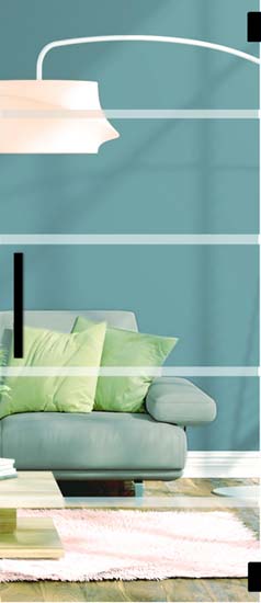 Porte intérieure vitrée complète clair + 4 lignes mat 73x201cm poignée carrée noire + charnières