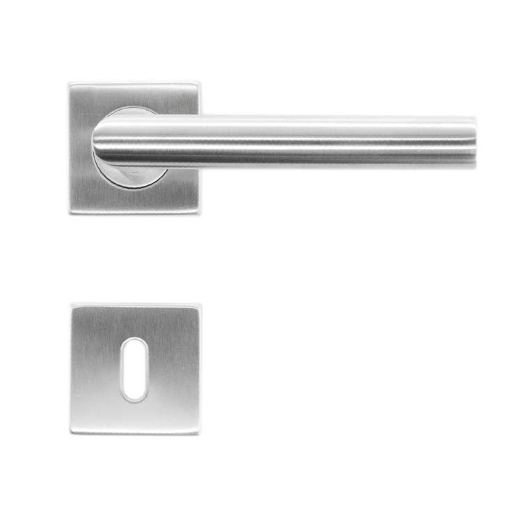 Poignée de porte pro plat carré belluno 19mm inox plus rosace barbe