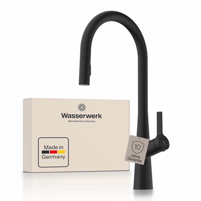 Robinet de cuisine Wasserwerk WK 9 Sphere noir mat avec bec extractible