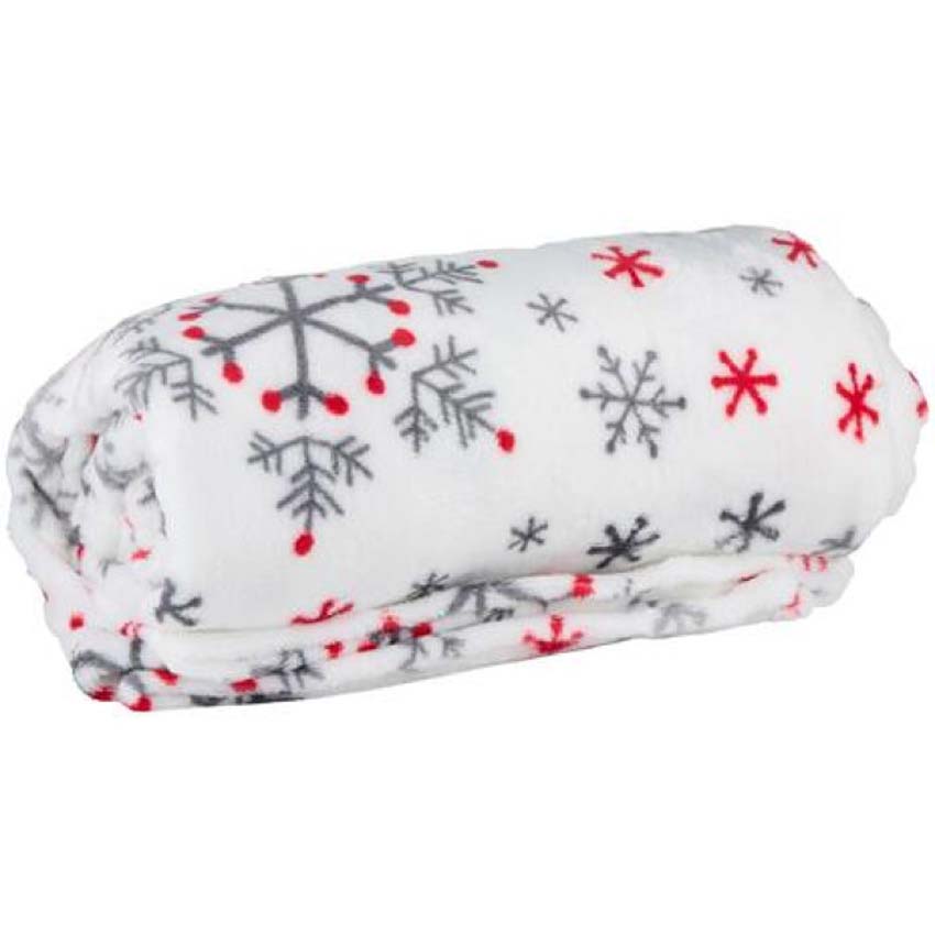 Plaid Articasa x-mas flanelle beige/blanc/rouge 200x150cm