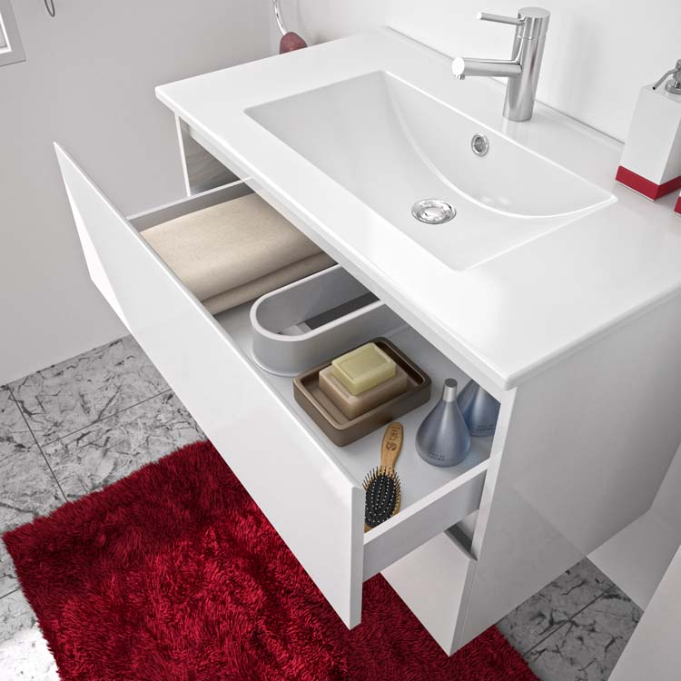 Meuble de salle de bains Roma 80cm + miroir + éclairage