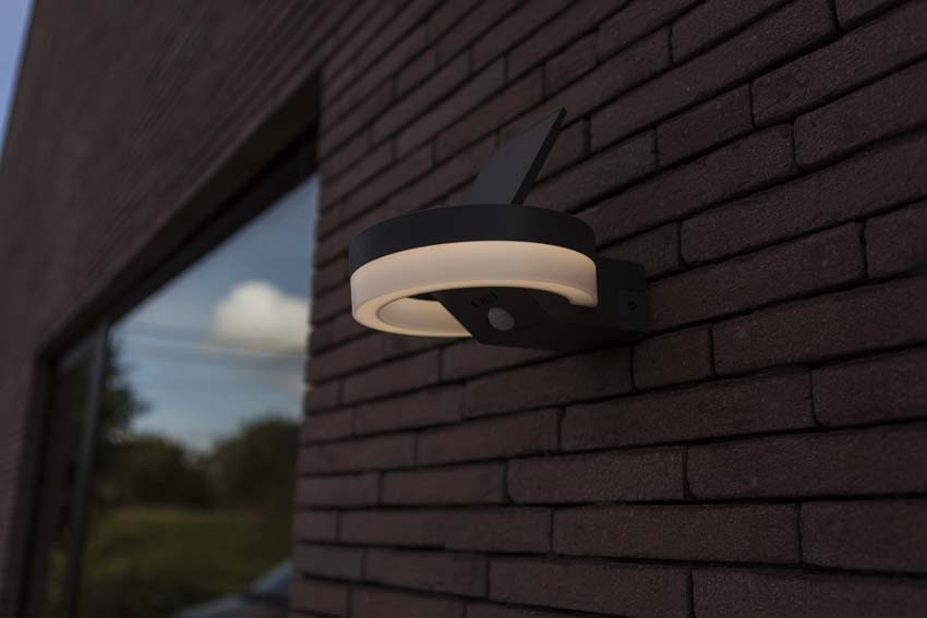 Applique murale d'extérieur Astra Solar - gris - dimmable - 12W - 3000K - IP54 - avec détecteur de mouvement