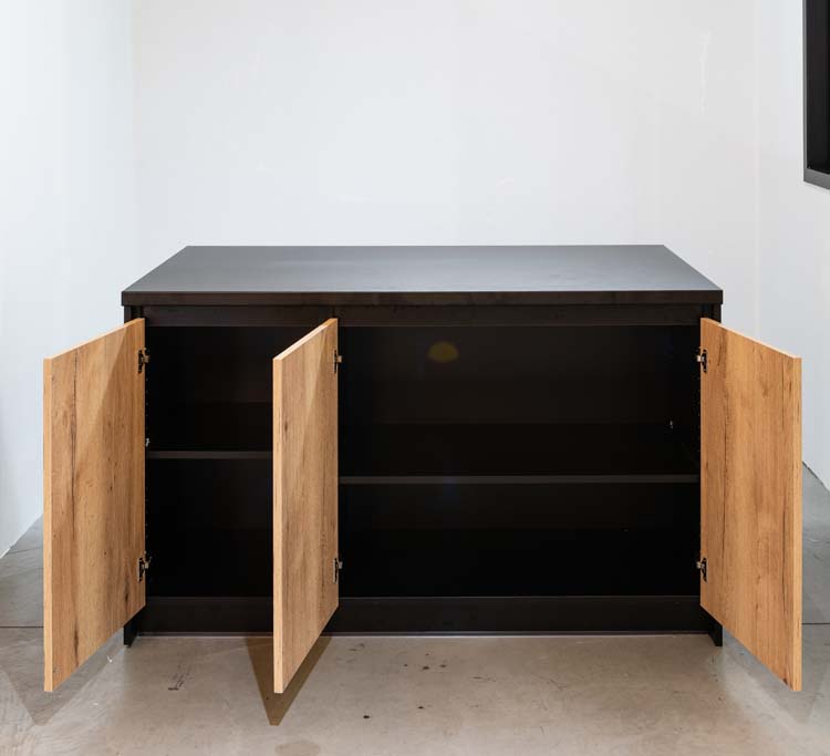 Cuisine île Plenti 154cm  Noir-look de chêne
