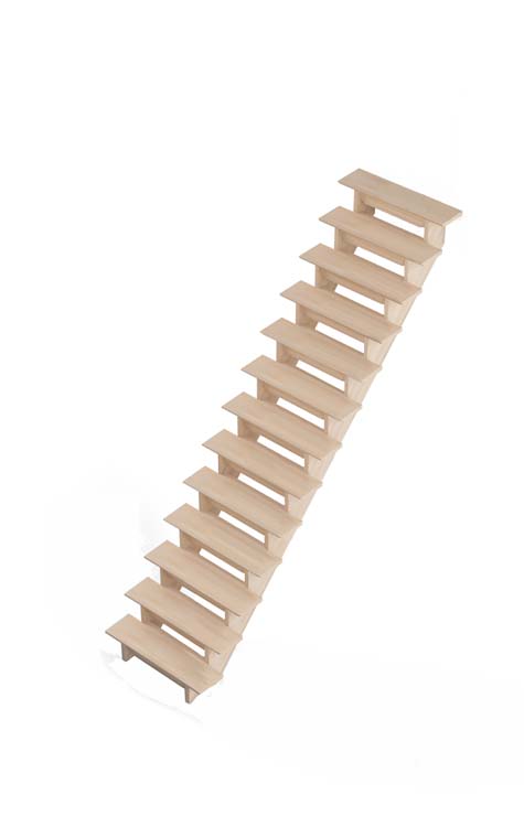 Escalier Bamberg en hêtre droit 280x85 cm avec demi-marches