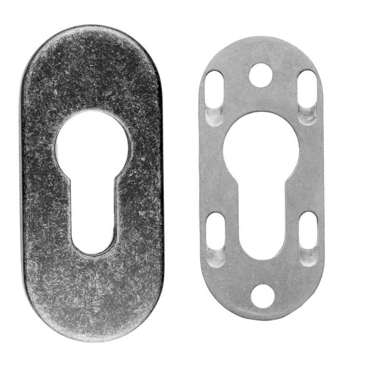 Plaque cylindre de sécurité ovale vieil argent 6mm