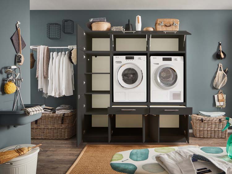 Wasmachine kast Decowash set 15 antraciet 185x67,5x200cm