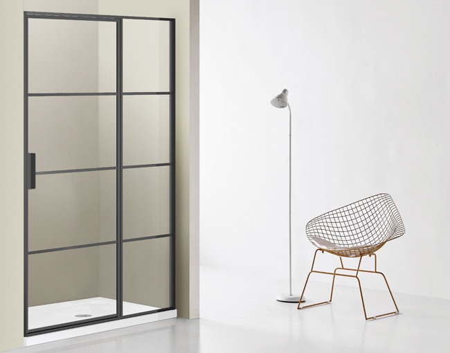 Porte de douche tournante avec partie fixe Ulysses noir 160x200cm