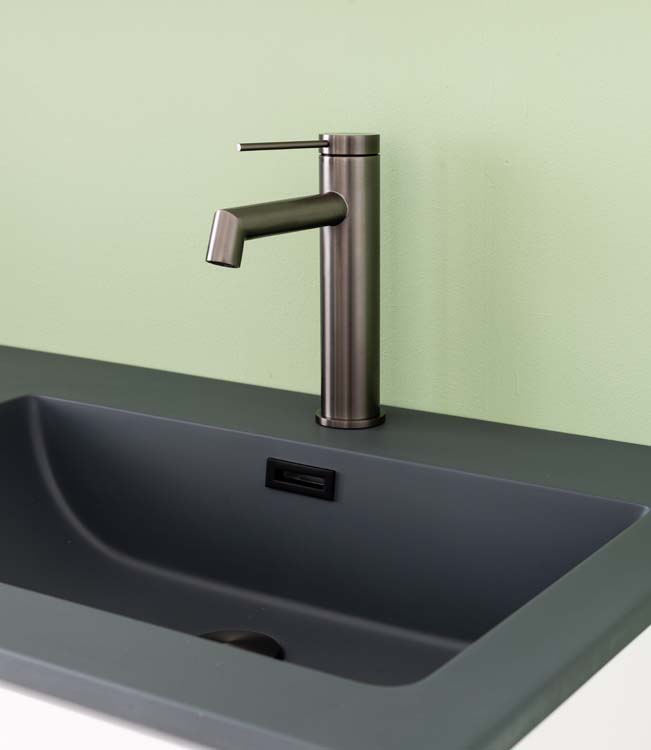 Meuble de salle de bains Bison blanc mat suspendu avec lavabo double noir mat 120cm