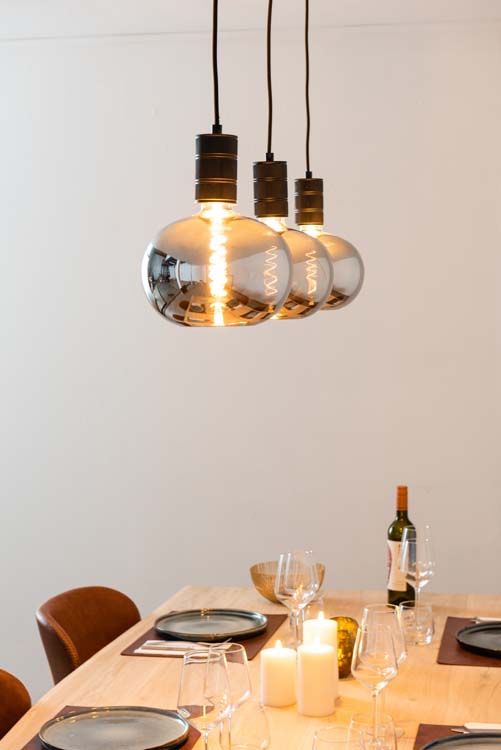 Rail lumineux design Béa noir set 1,2m 3 lustres Pomme Smoke E27 3x4W