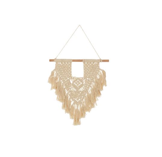 Décoration murale macramé coton écru 53x60 cm
