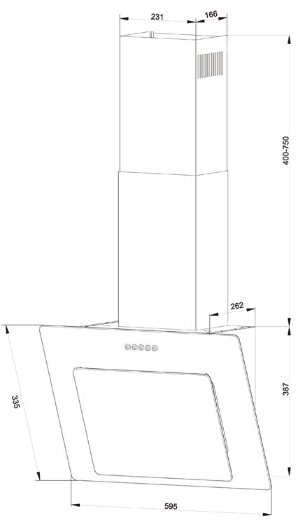 Schouwdampkap 60cm zwart