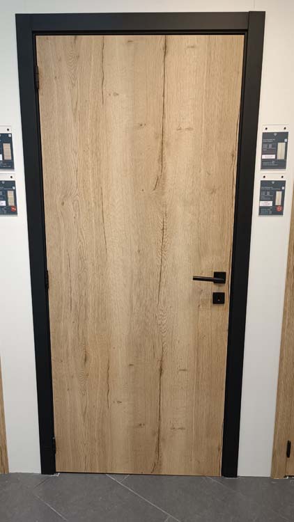 Bloc-porte tubulaire Nature wood vertic + ébrasement noir 78cm