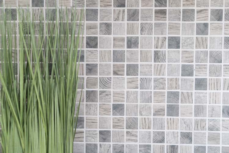 Mosaïque Eco structure bois gris clair mat 30x30cm