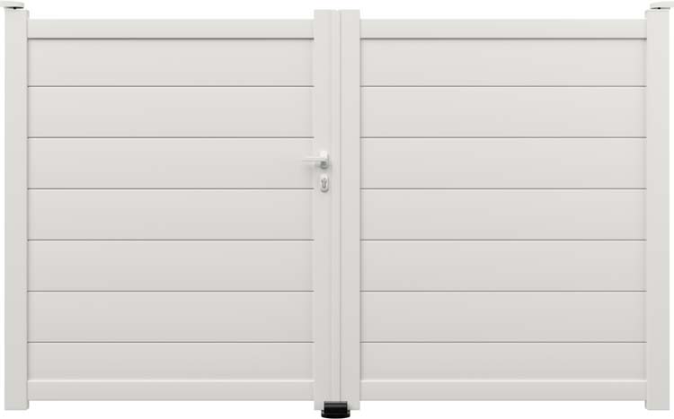 Dubbele poort Salamanca aluminium wit op maat linksdraaiend - motoriseerbaar