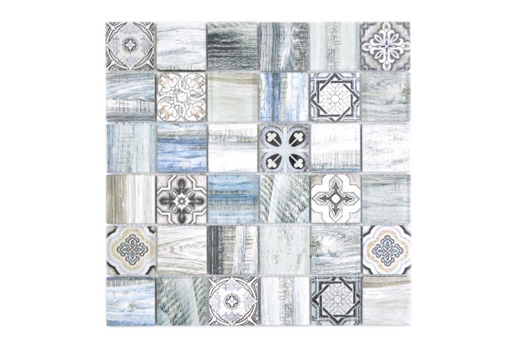Mosaïque Crystal Mix bleu clair brillant 30x30cm