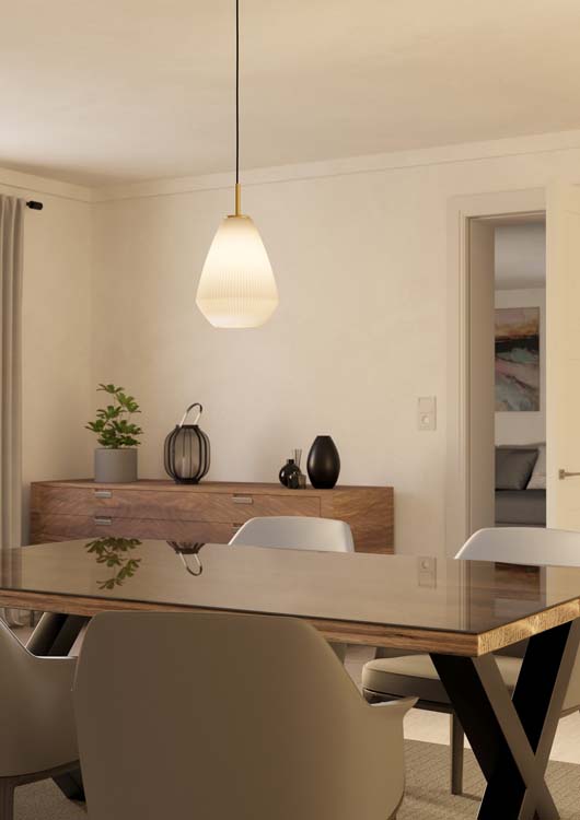 Lampe suspendue pied or verre satiné E27